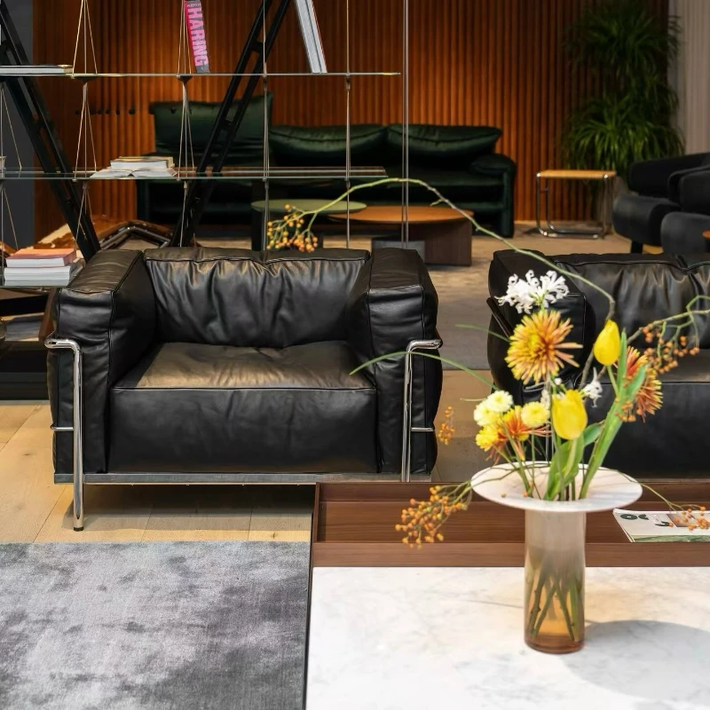 Canapé de luxe noir en cuir, a - Home Improvement And Services avis et prix